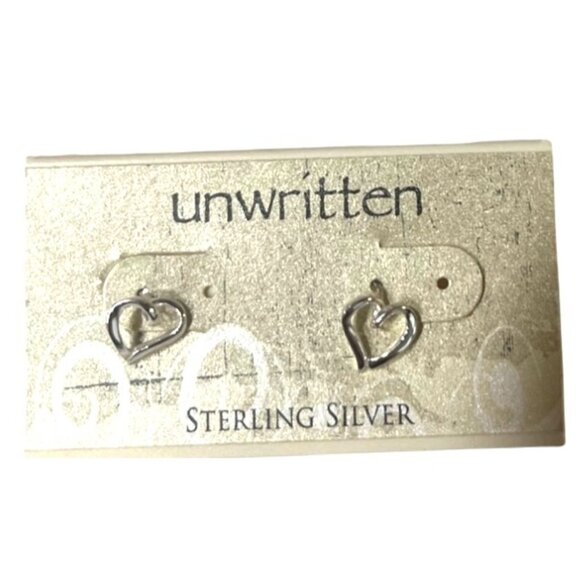 Sterling Silver Open Heart Stud Earrings By Unwritten - Picture 6 of 8